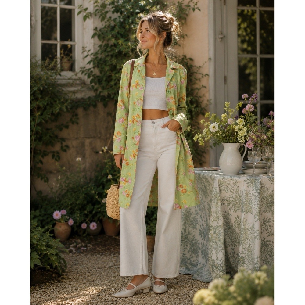 Jones Jacket Womens L Garden Party Boho Bloomcore Cottagecore Grandmacore